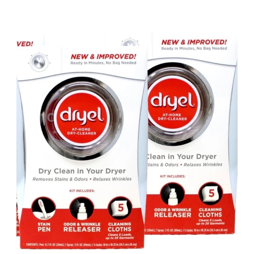 Dryel At Home Dry Cleaner Kit 6 Cleaning Cloths Odor Wrinkle Brand New